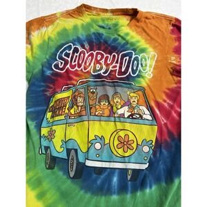 Scooby-Doo Tie Dye Multicolor Graphic Print Crew Neck Short Sleeve T-Shirt M